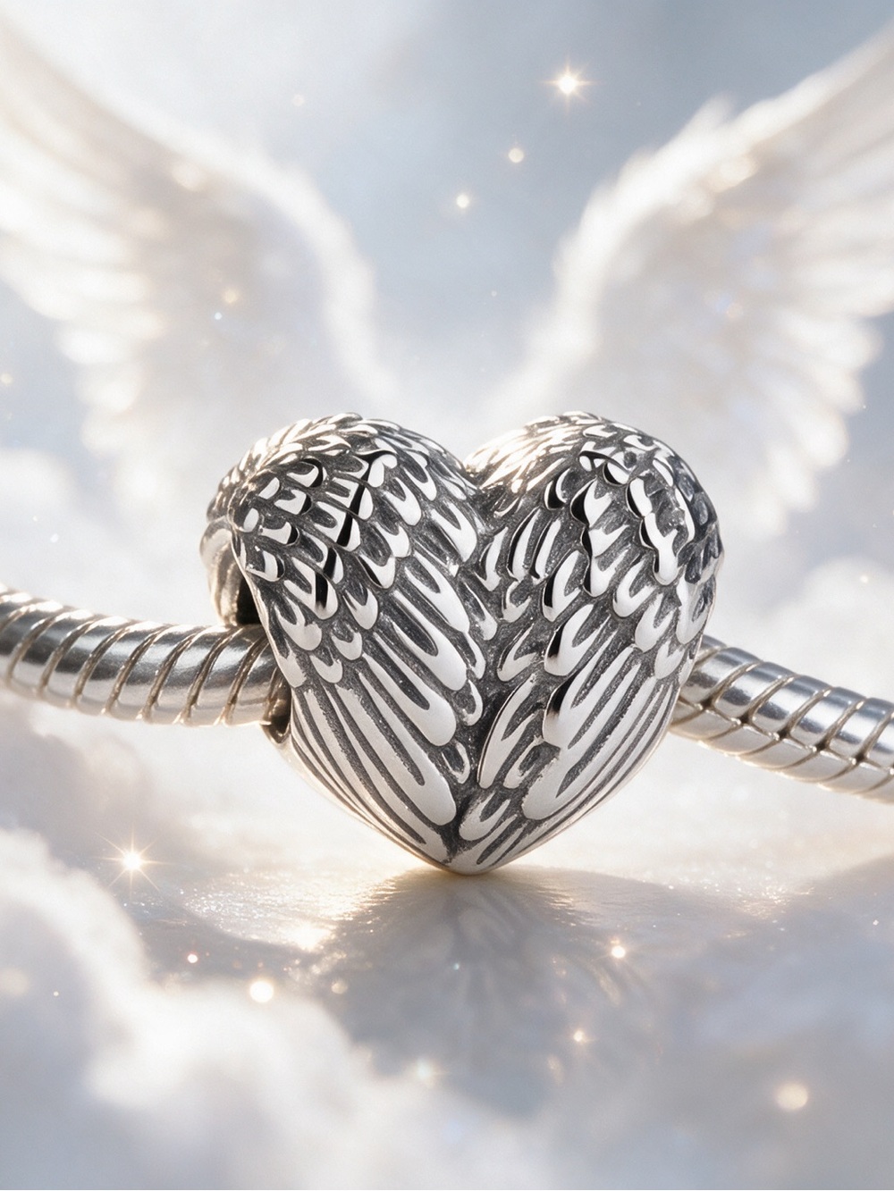 Angel Wings Heart Charm
